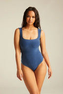 Scoop Neck Bodysuit - Light Blue Denim
