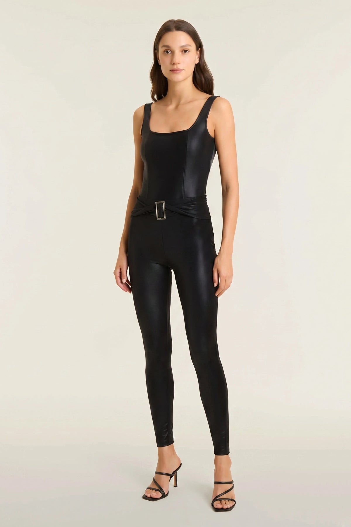 WRUP Velvet Leather with Buckle - High Waisted - Full Length - Black
