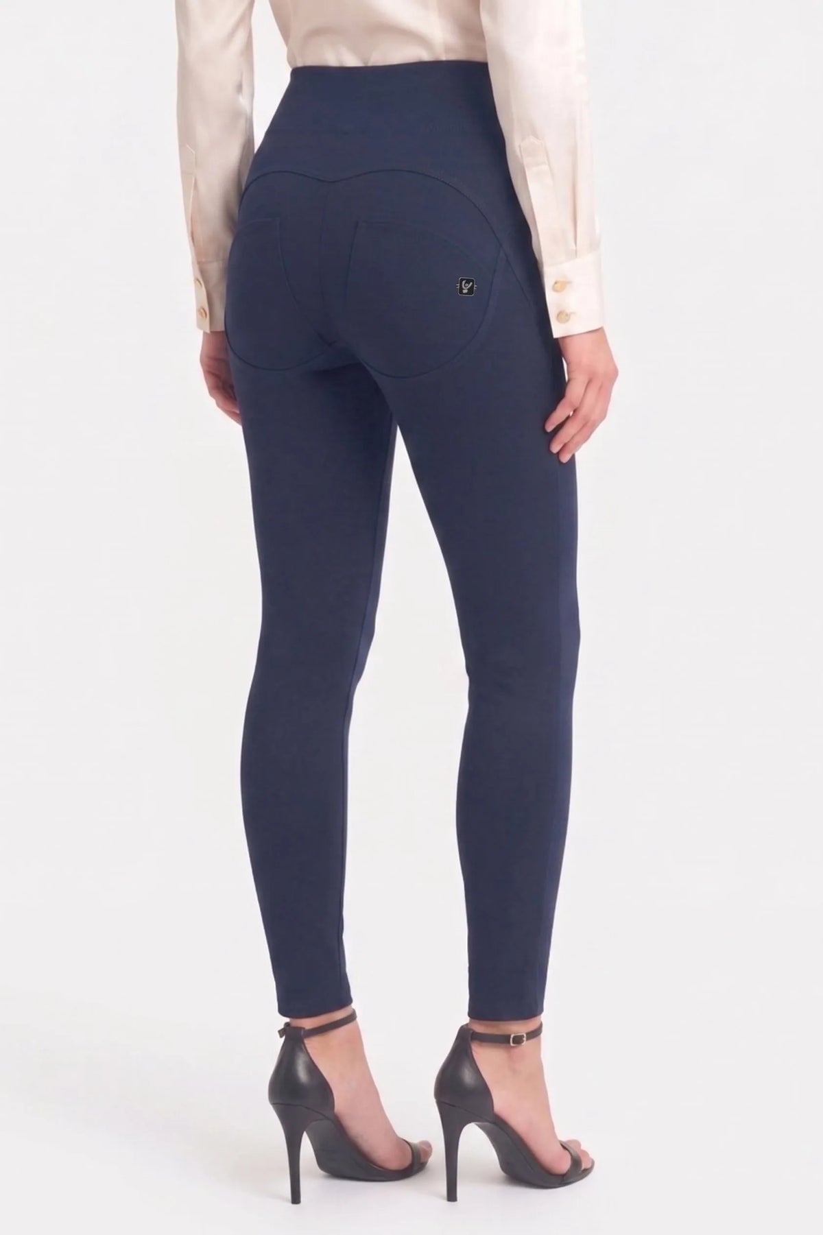 WRUP Military Button Detail Fashion - High Waisted - 7/8 Length - Deep Blue