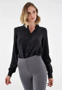 Bodysuit with a Collared Shirt - Black
