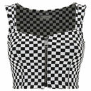 Checkered Crop Top - Black + White