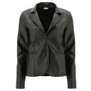 Faux Leather Blazer - Black