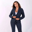 Made In Italy Pinstripe Suit Blazer - Navy Blue + White