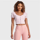 Pinstripe Crop - White + Pink