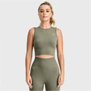 Seamless Cropped Singlet - Military Green