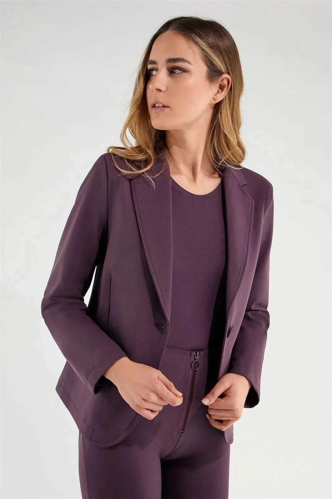 Women's plain colour blazer Plum – Freddy UK - Main Image