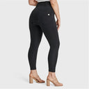 WRUP Curvy Denim - Zip High Waisted - 7/8 Length - Black + Black Stitching