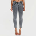 WRUP Denim - Mid Rise - 7/8 Length - Grey + Yellow Stitching
