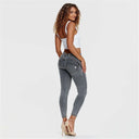 WRUP Denim - Mid Rise - 7/8 Length - Grey + Yellow Stitching