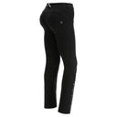 WRUP Denim with Studs - Mid Waist - Straight Leg - Black Denim + Black Stitching