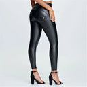 WRUP Faux Leather - High Waisted - 7/8 Length - Black