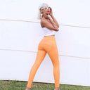 WRUP Faux Leather - High Waisted - Full Length - Sunset Orange