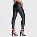 WRUP Faux Leather - Mid Rise - 7/8 Length - Black