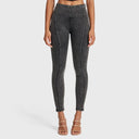 WRUP SNUG Jeans - High Waisted - Full Length - Washed Black + Black Stitching