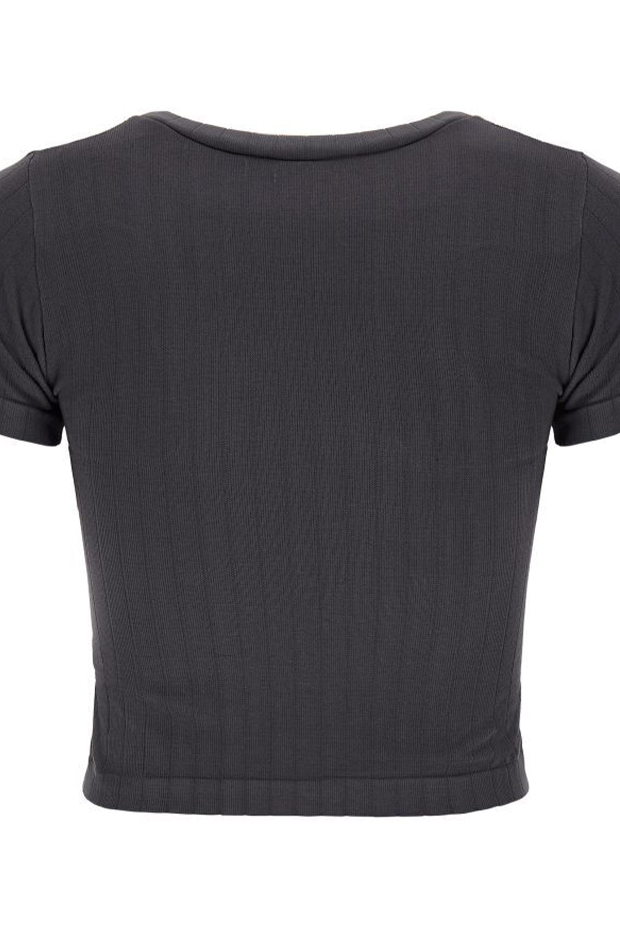 Ribbed T Shirt - Charcoal 3