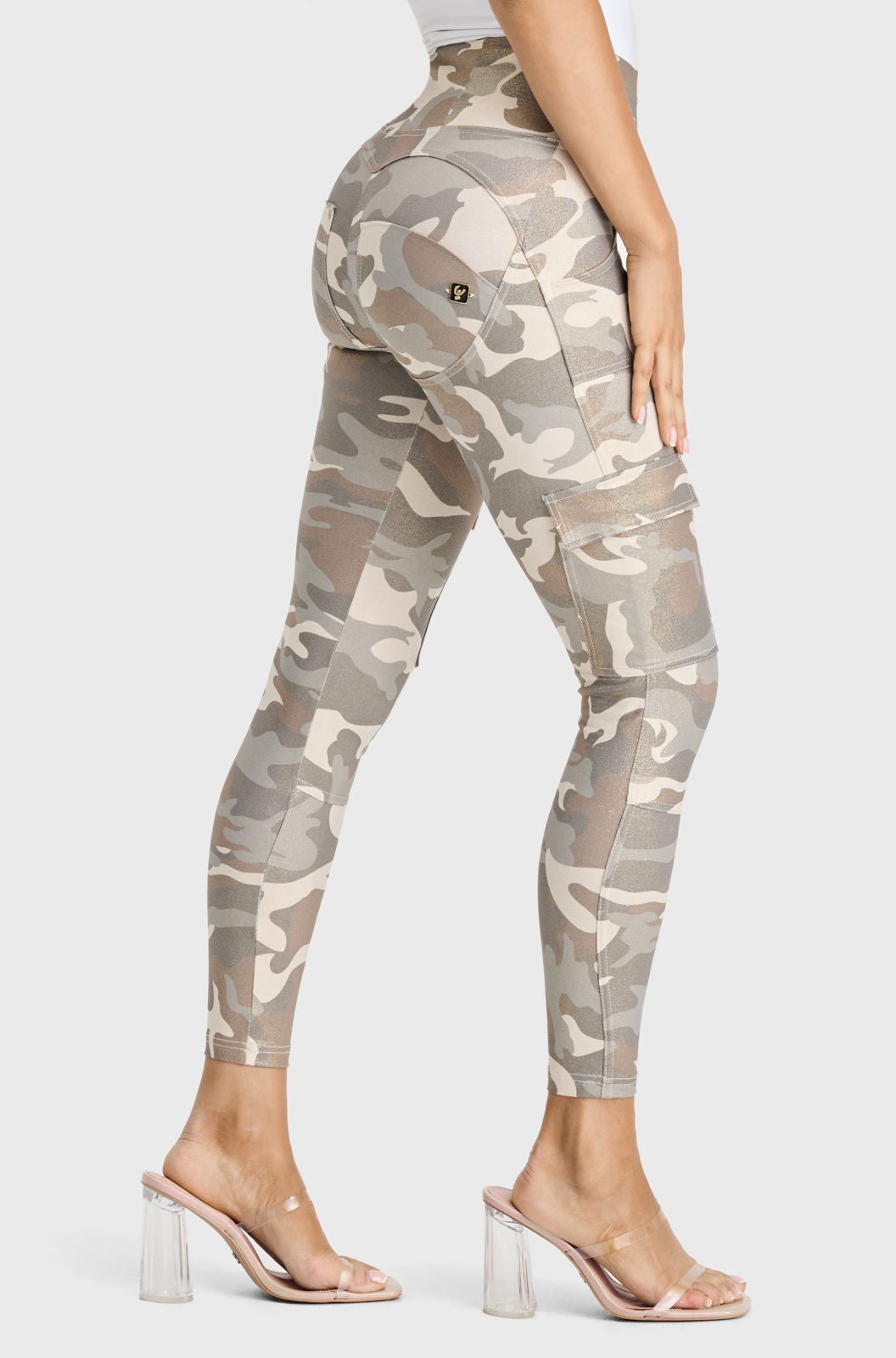 WR.UP® Cargo Fashion - High Waisted - 7/8 Length - Glitter Gold Camo - Freddy UK