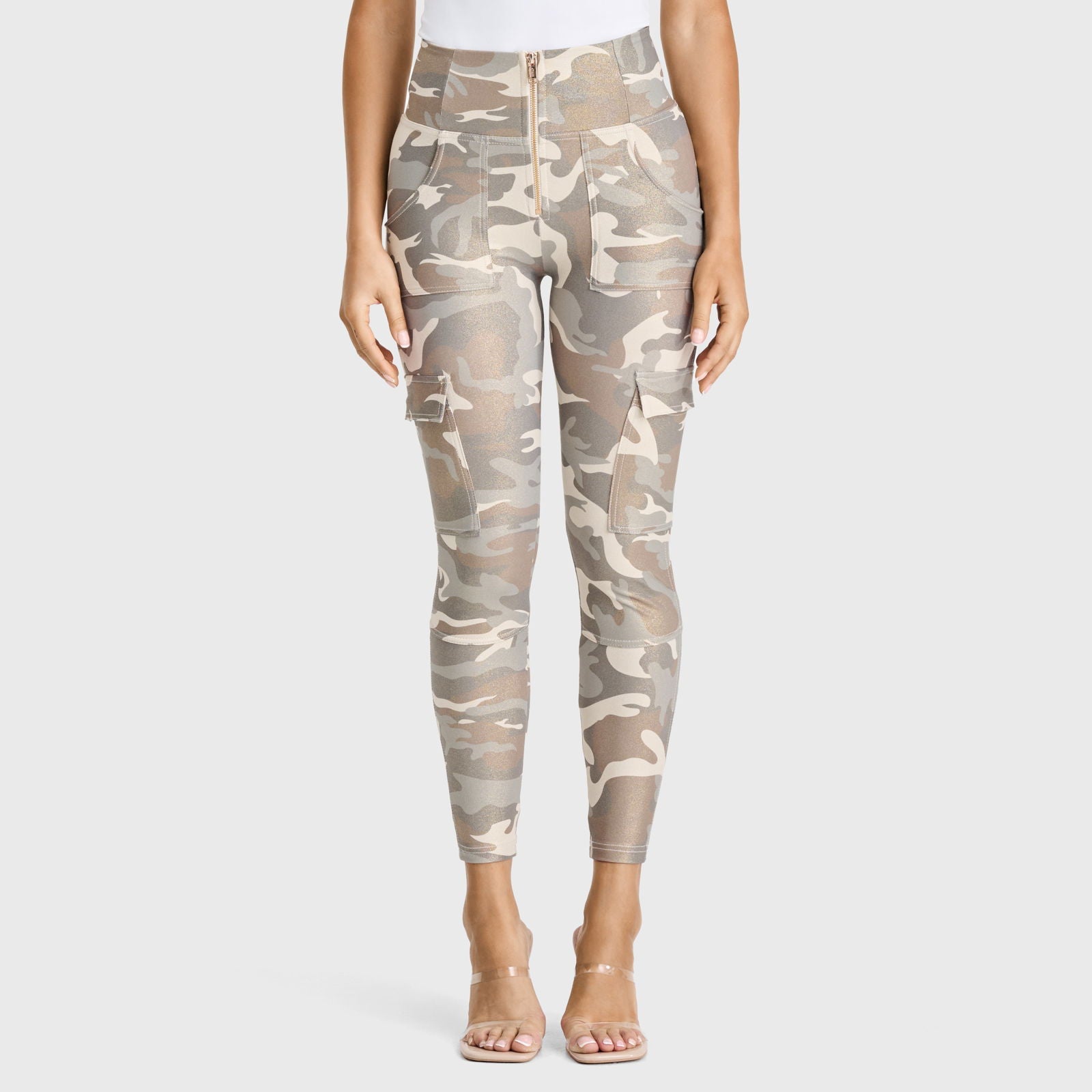 WR.UP® Cargo Fashion - High Waisted - 7/8 Length - Glitter Gold Camo - Freddy UK