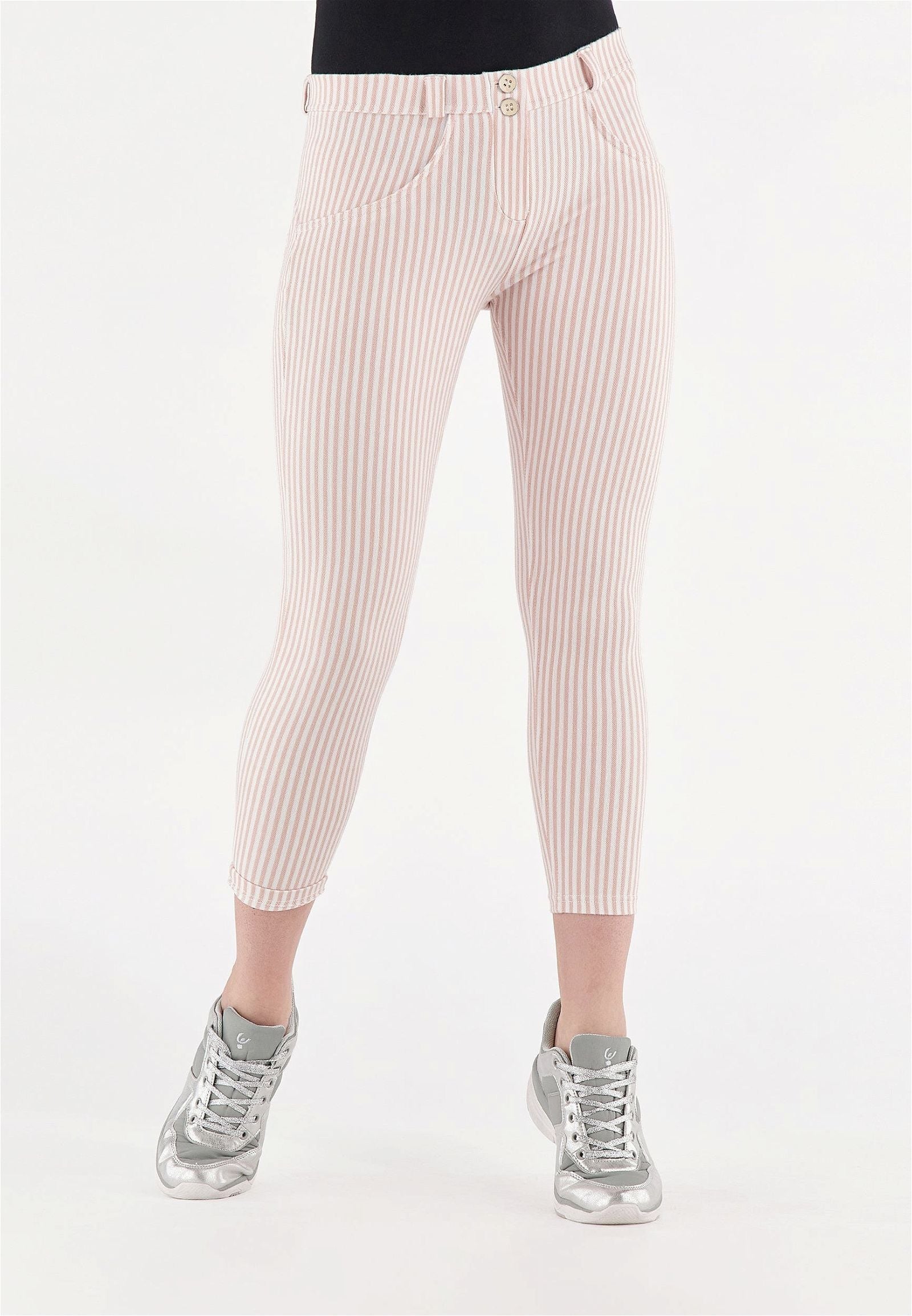 WR.UP® Fashion - Mid Rise - 7/8 Length - Pink + White Stripes 2