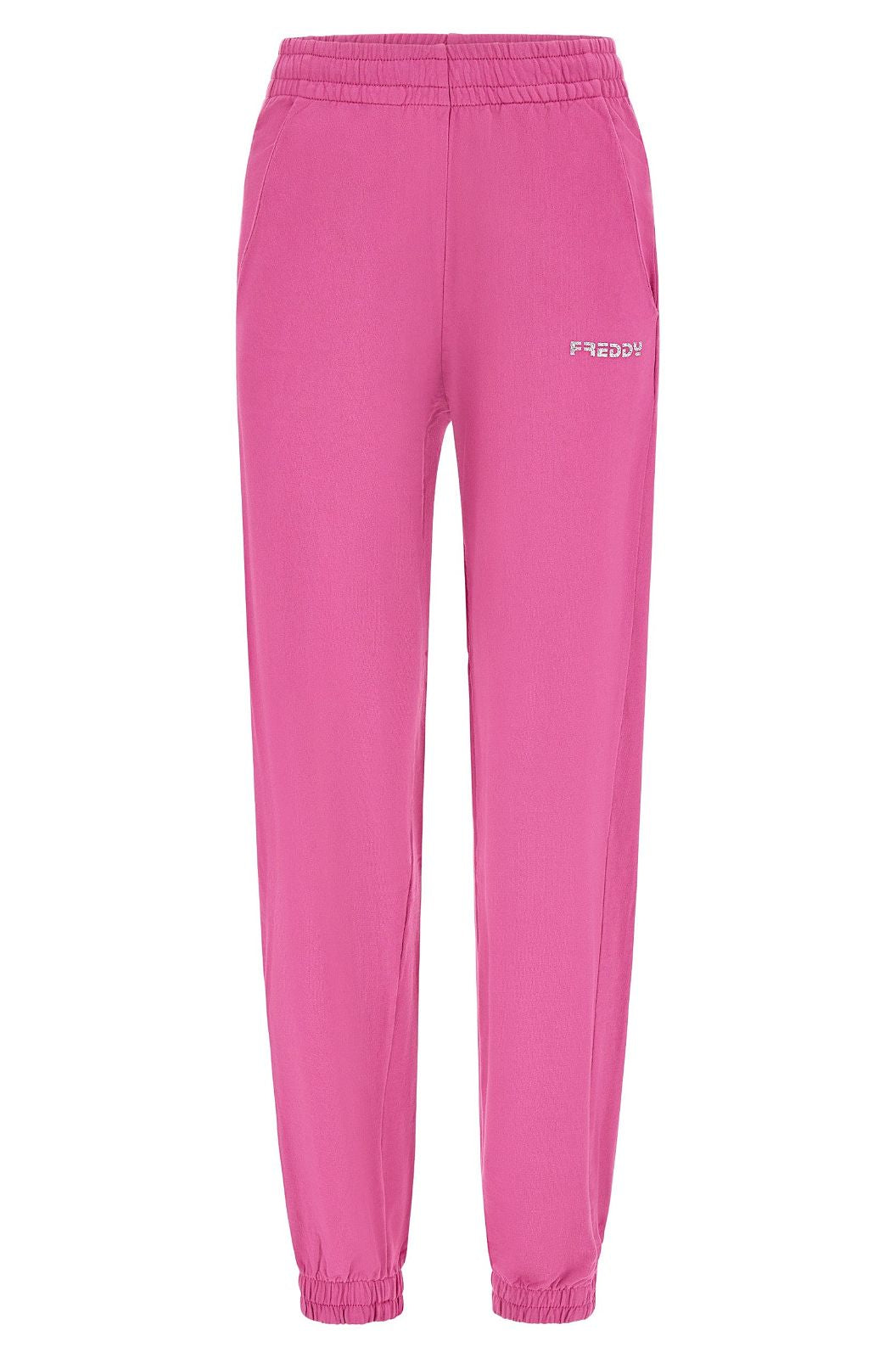 Cotton Terry Joggers - High Waist - Full Length - Candy Pink - Freddy UK