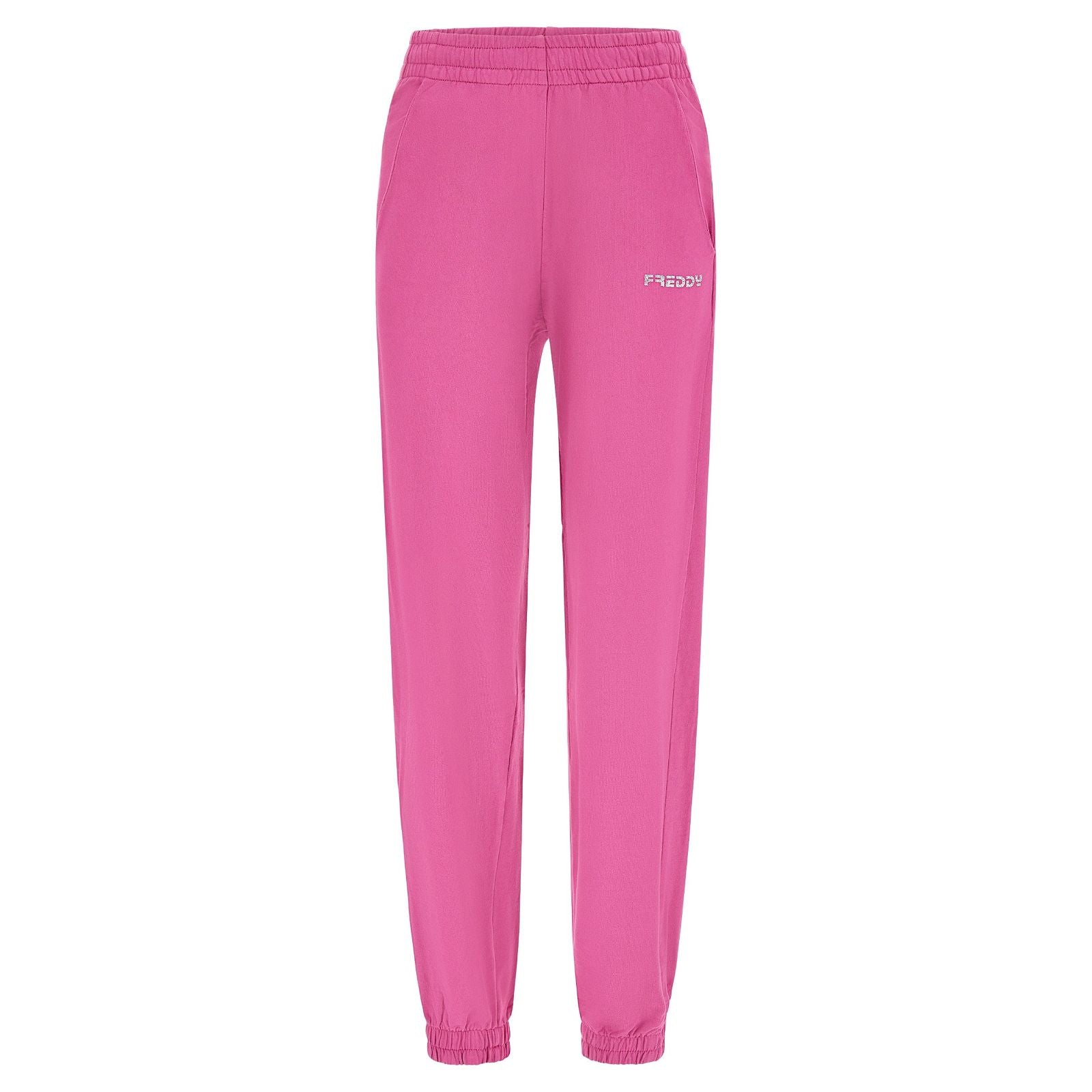 Cotton Terry Joggers - High Waist - Full Length - Candy Pink - Freddy UK