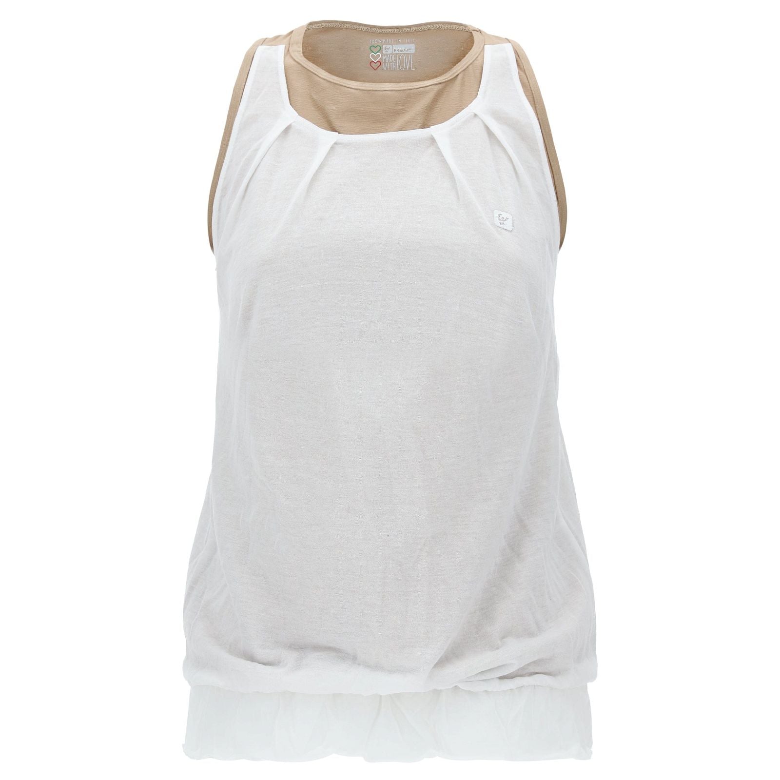 Double layer tank top  - White + Pink 1