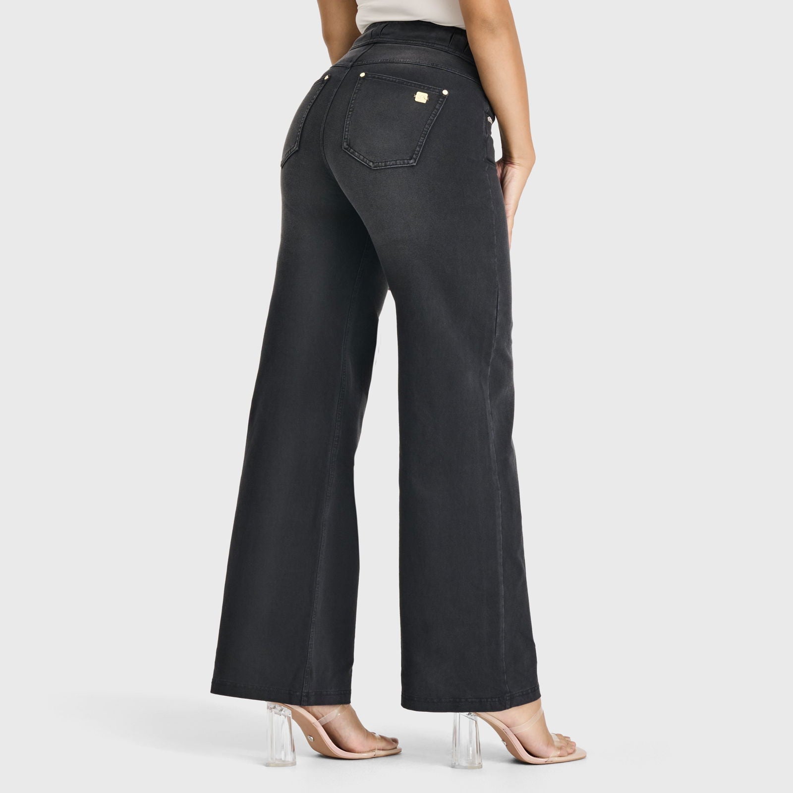 N.O.W® Denim Limited Edition - High Waisted - Wide Leg - Black + Black Stitching 1