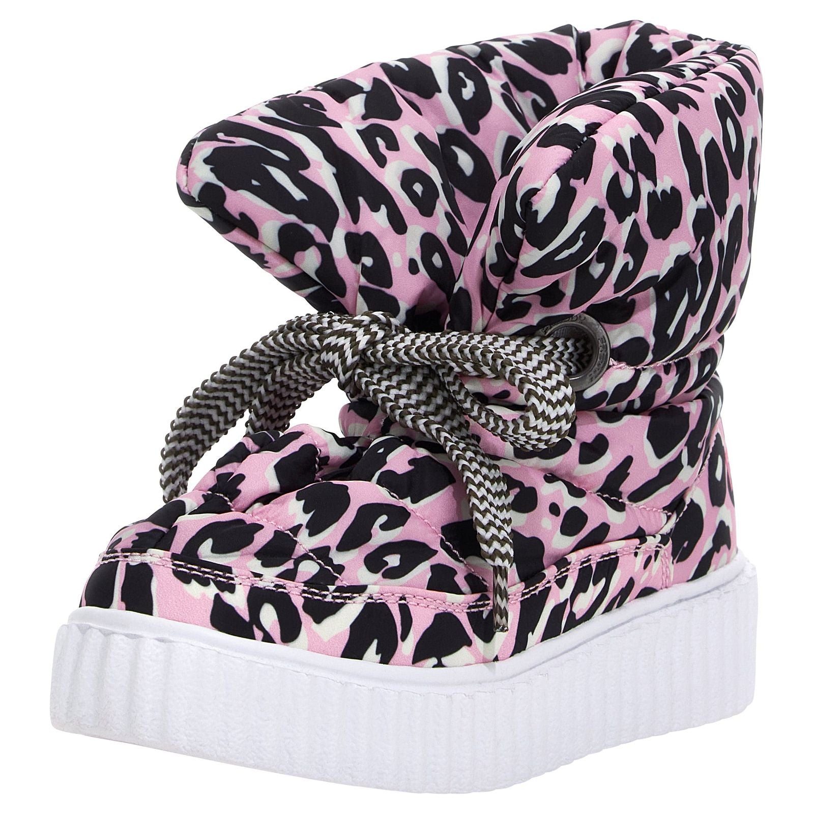 Puff Boots with Fleece Lining - Pink Leopard 1