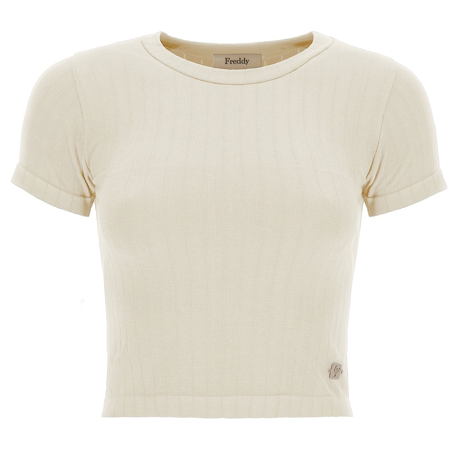 Ribbed T Shirt - Cream 1