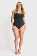 Scoop Neck Bodysuit - Black Denim