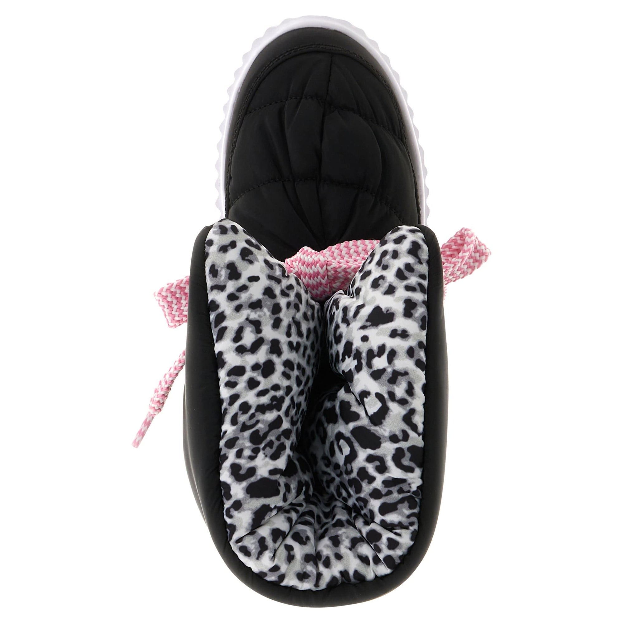 Puff Boots with Fleece Lining - Black + Leopard Lining 2
