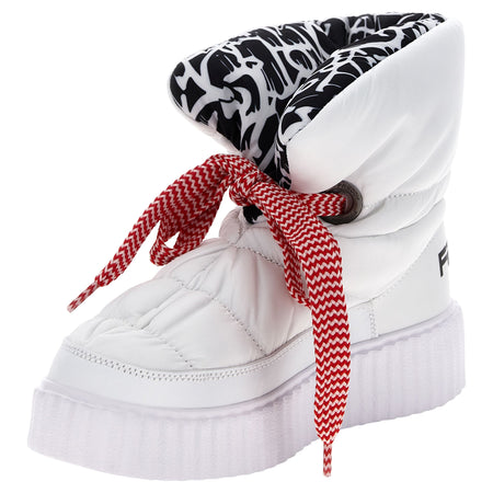 Puff Boots with Fleece Lining - White + Graffiti Lining 1