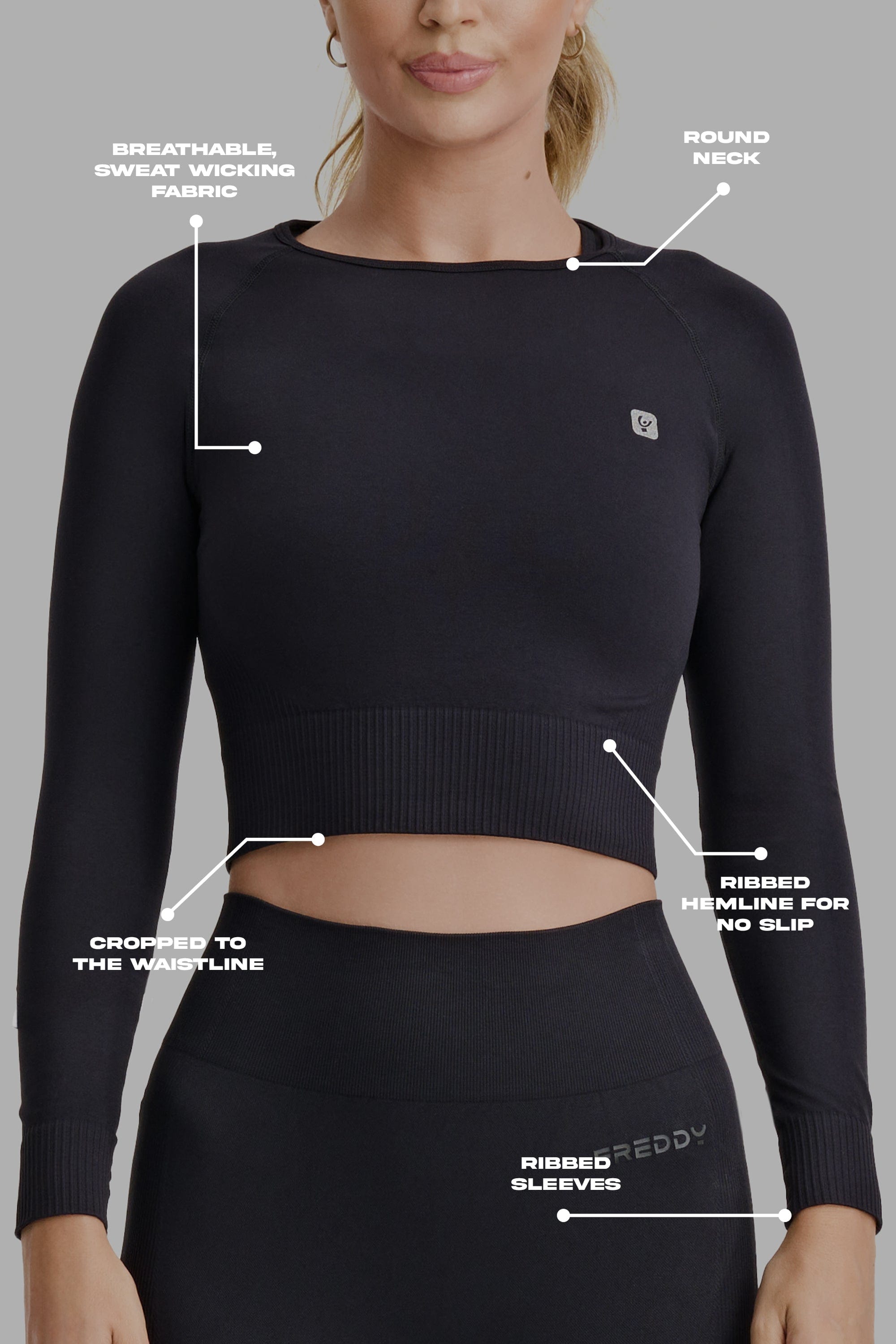 Seamless Cropped Long Sleeved - Black 2