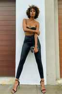 WRUP Denim Limited Edition - High Waisted - Full Length - Coated Black + Black Stitching