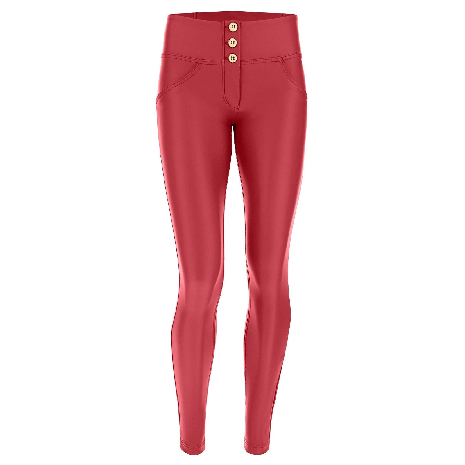 WR.UP® 3 Button Faux Leather - Mid Rise - Full Length - Deep Red 2