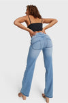 WR.UP® SNUG Jeans - High Waisted - Flare - Light Blue + Yellow Stitching 4