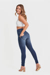 WR.UP® SNUG Jeans - High Waisted - Full Length - Dark Blue + Blue Stitching 3