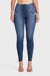 WR.UP® SNUG Jeans - High Waisted - Full Length - Dark Blue + Blue Stitching 5