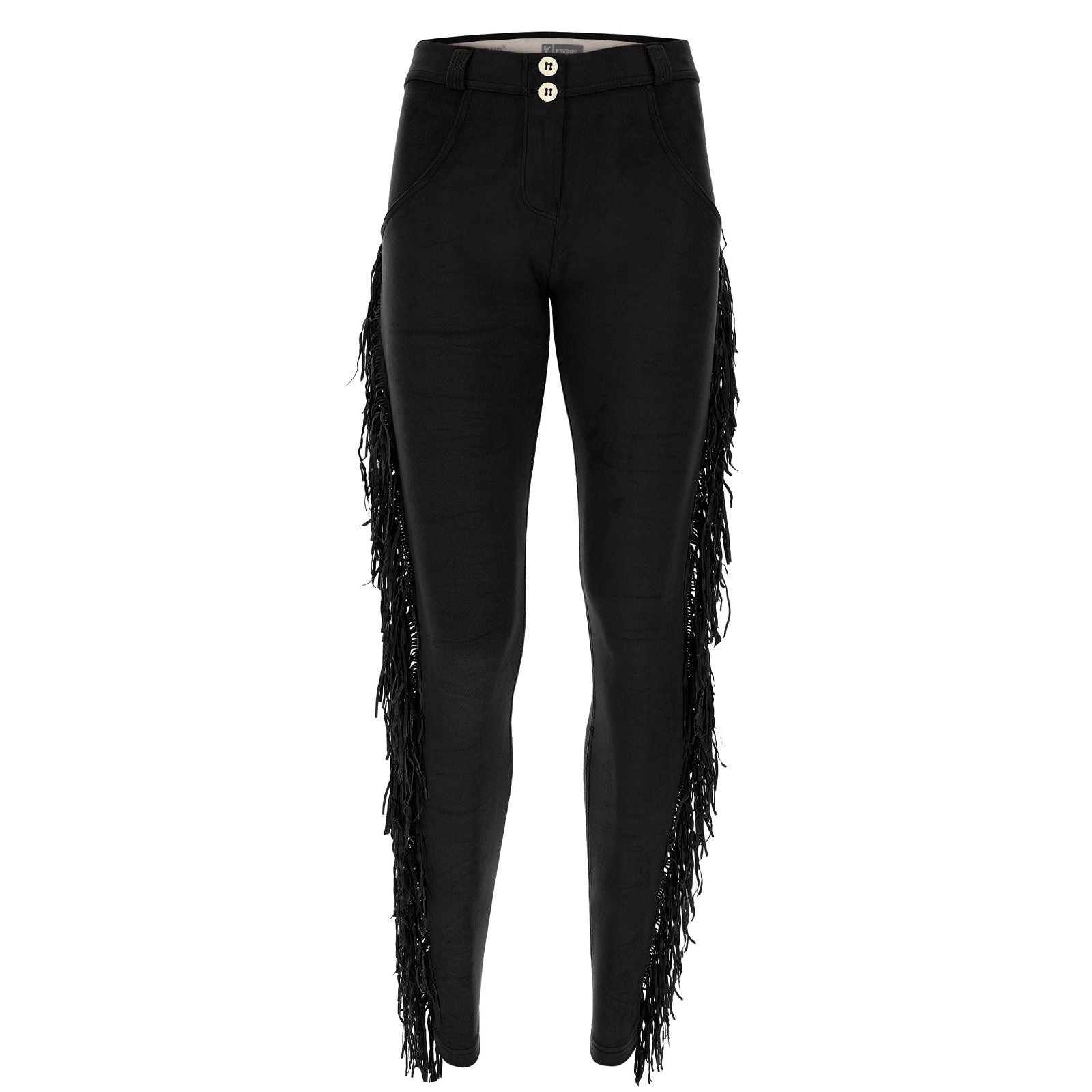 WR.UP® Suede Trousers with Fringe - Mid Rise - Full Length - Black 2