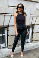 WRUP Denim Limited Edition - High Waisted - Full Length - Coated Black + Black Stitching