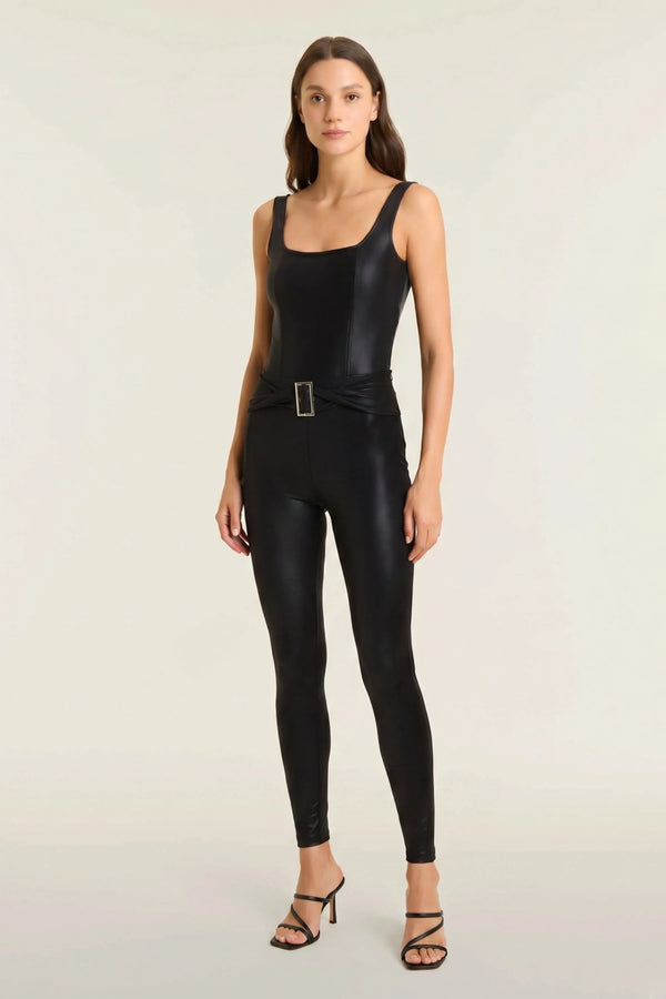 WRUP Velvet Leather with Buckle - High Waisted - Full Length - Black