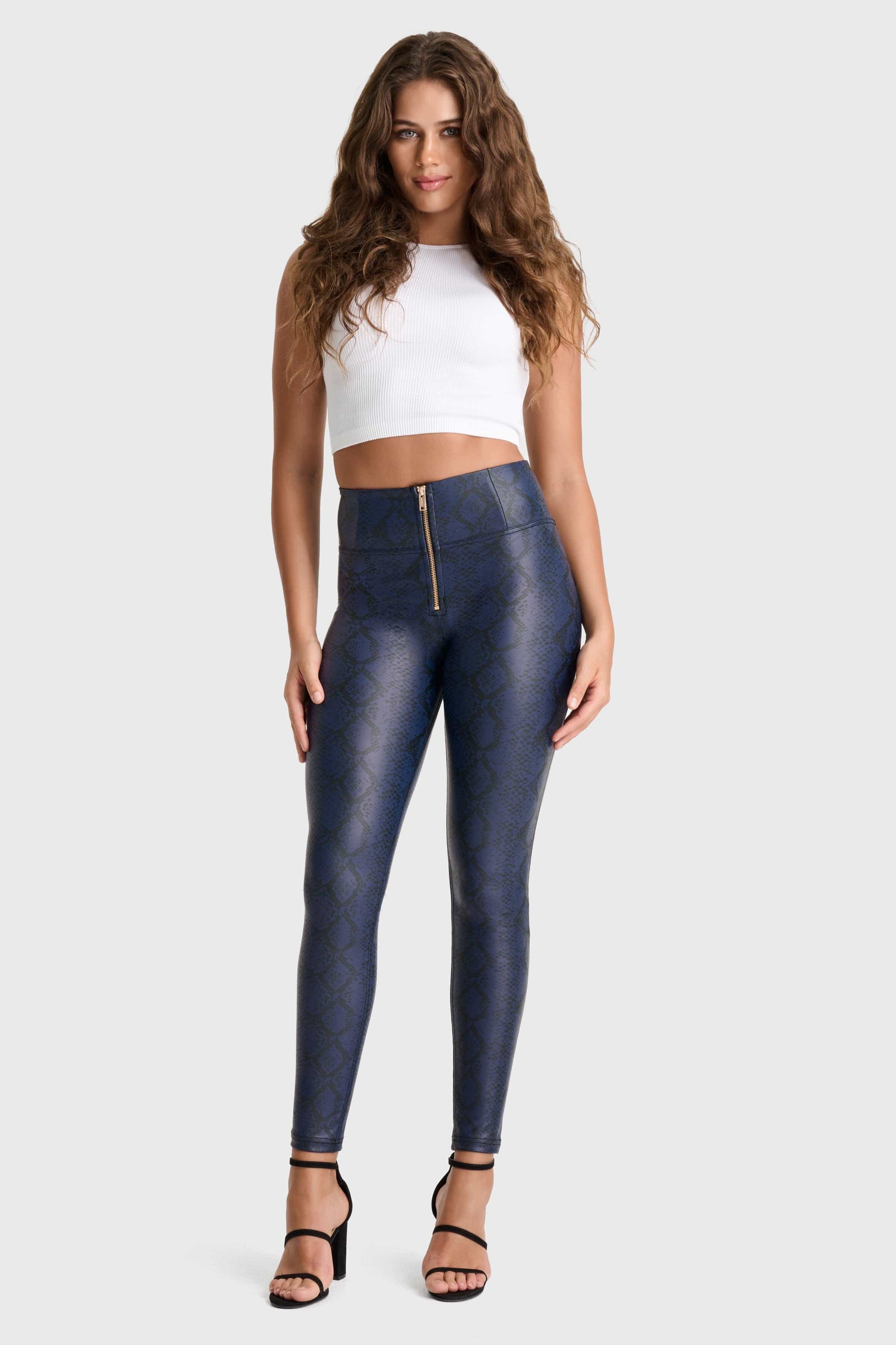 WR.UP® Python Faux Leather Limited Edition - High Waisted - Full Length - Midnight Blue 4