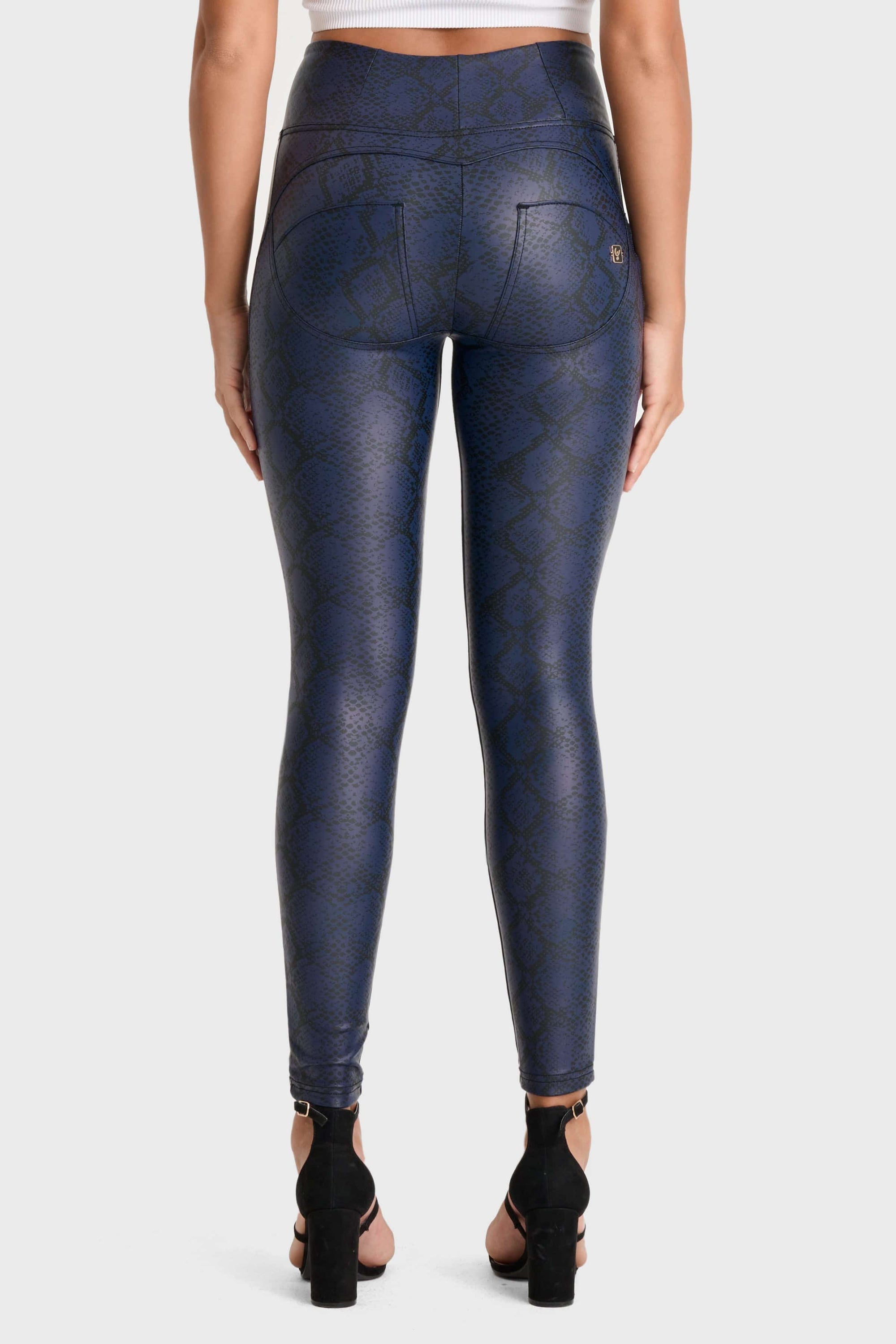 WR.UP® Python Faux Leather Limited Edition - High Waisted - Full Length - Midnight Blue 3