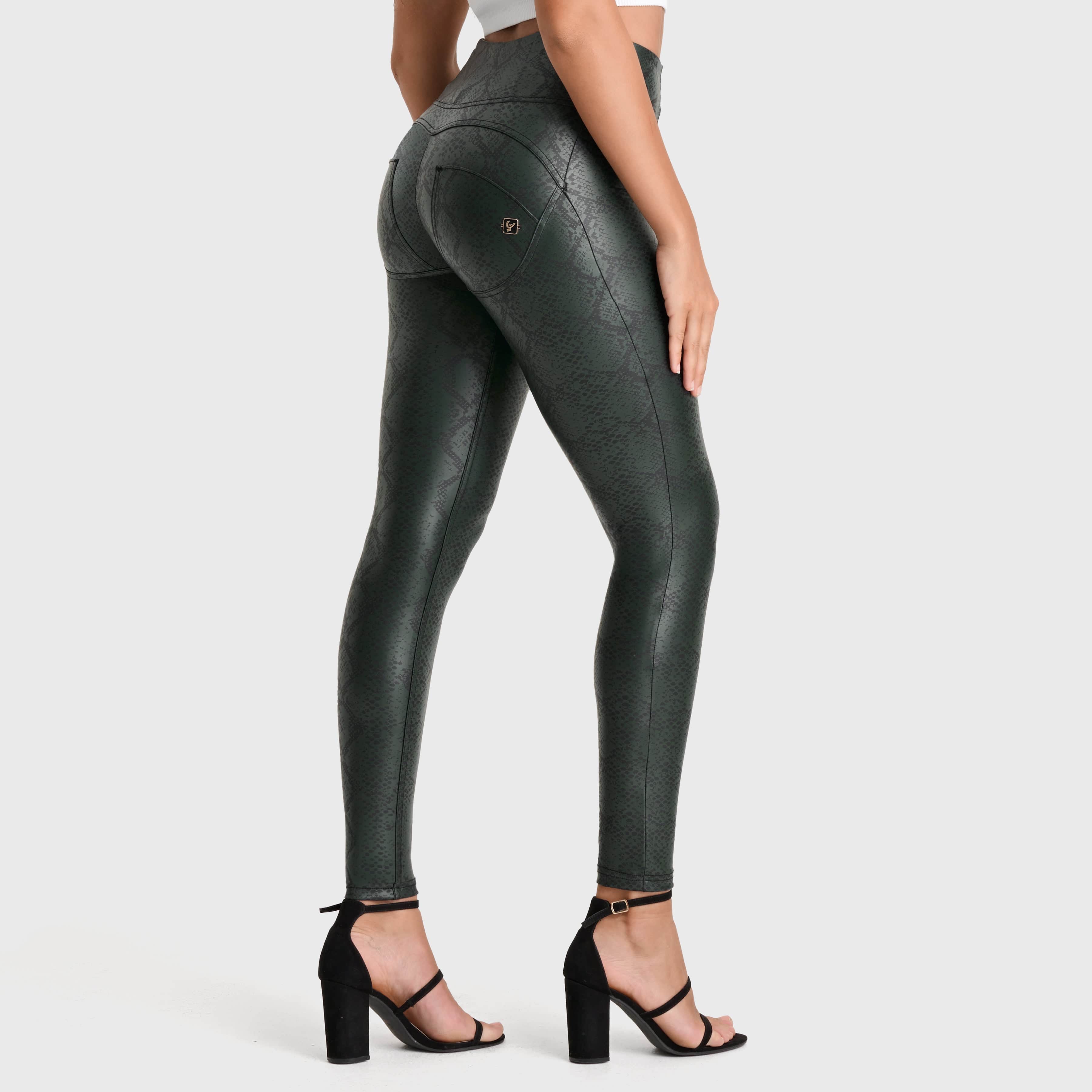 WR.UP® Python Faux Leather Limited Edition - High Waisted - Full Length - Forest Mist 1