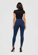 WRUP Denim Sculpted Zip - High Waisted - 7/8 Length - Dark Blue + Blue Stitching