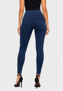 WRUP Denim Sculpted Zip - High Waisted - 7/8 Length - Dark Blue + Blue Stitching