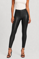 WRUP Faux Leather Sculpted Zip - High Waisted - 7/8 Length - Black