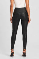 WRUP Faux Leather Sculpted Zip - High Waisted - 7/8 Length - Black