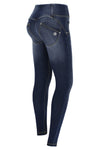 WR.UP® Snug Jeans - 3 Button Mid Waisted - Full Length - Dark Blue + Yellow Sitching 2