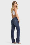 WR.UP® SNUG Jeans - 2 Button High Waisted - Bootcut - Dark Blue + Blue Stitching 7