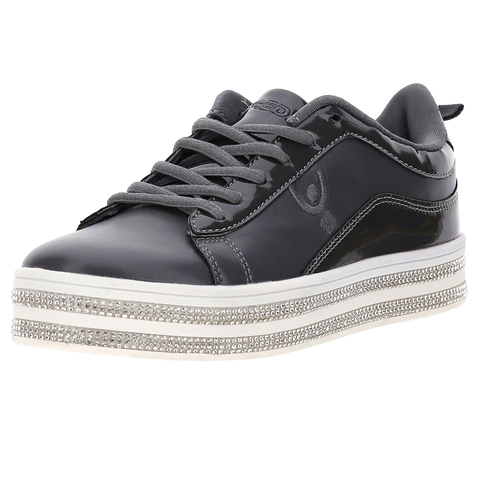Women's Faux Leather Trainers - Lead 1